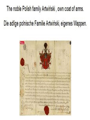 cover image of The noble Polish family Artwinski. Die adlige polnische Familie Artwinski.